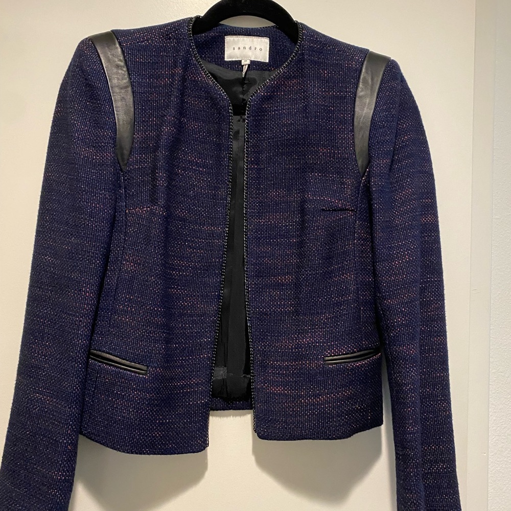 Sandro Navy and Black Women's Jacket